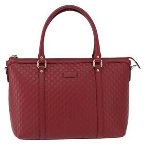Gucci Micro GG Canvas Handbag Leather Red